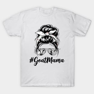 goat mama Messy Bun goat mom messy bun hair glasses T-Shirt